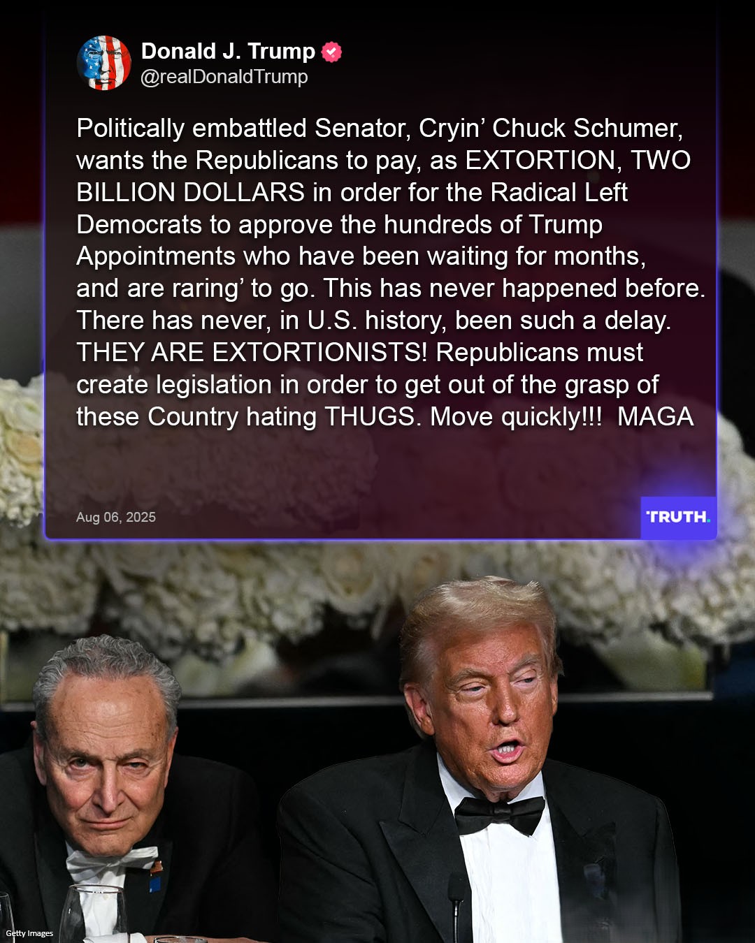 Trump: Schumer Extorting $2B for Confirmations
