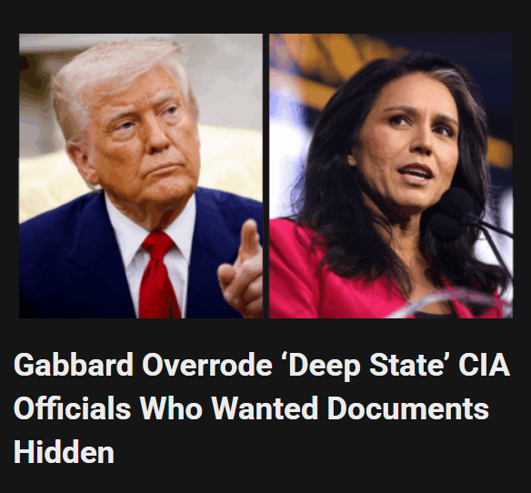 Gabbard Overrode ‘Deep State’ CIA Officials Who Wanted Documents Hidden