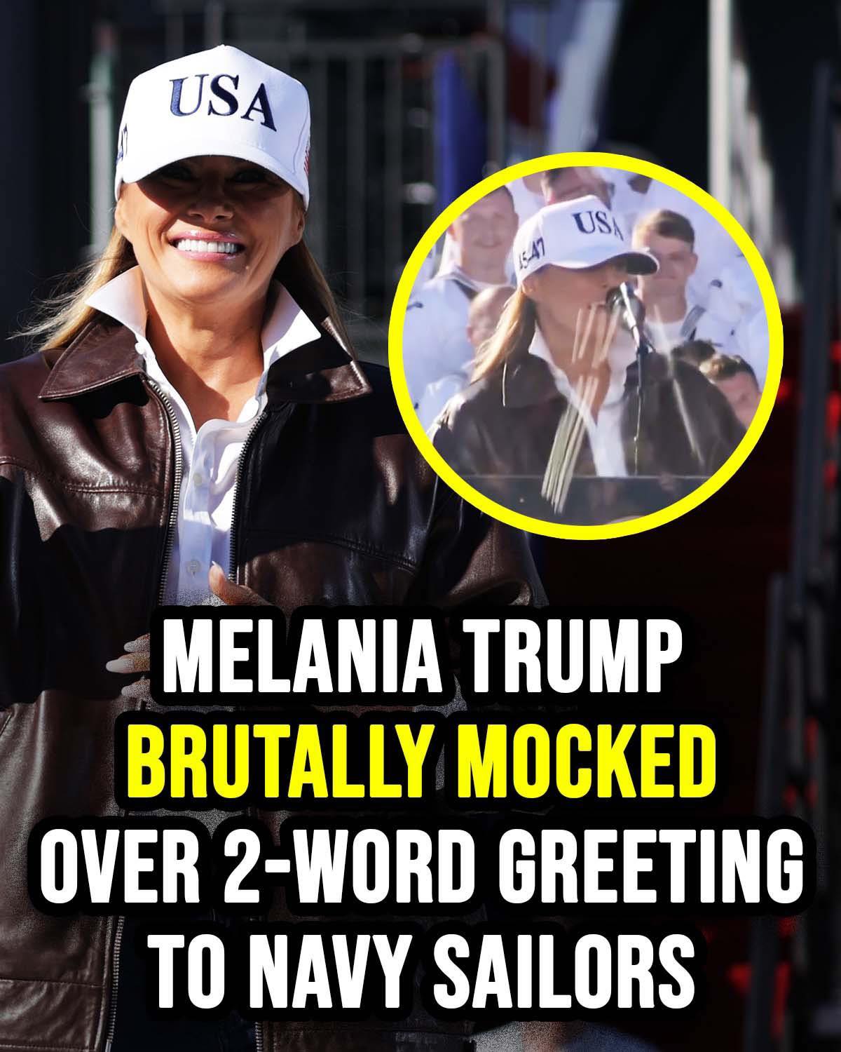 Melania Trump mocked over awkward 2-word greeting to Navy sailors in rare speech